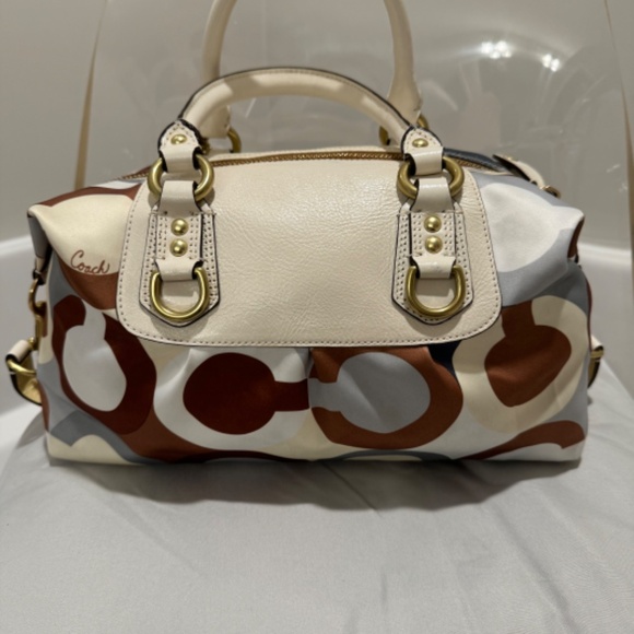 Coach Madison Sabrina Graphic Op Art Multi Color- Cream, Gray, Brown - Picture 3 of 5